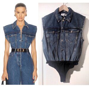 Ronny Kobo | Carlyle Denim Bodysuit In Light Wash Blue